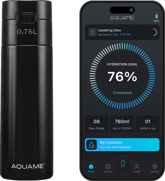 AQUAME smart bottle and app