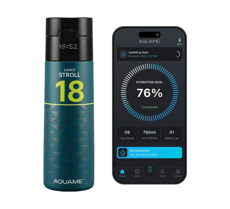 AQUAME 2,0 Botella de agua inteligente Jet Negro