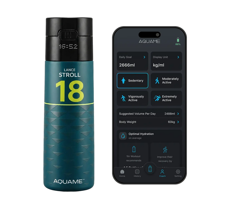 AQUAME 2,0 Botella de agua inteligente Jet Negro
