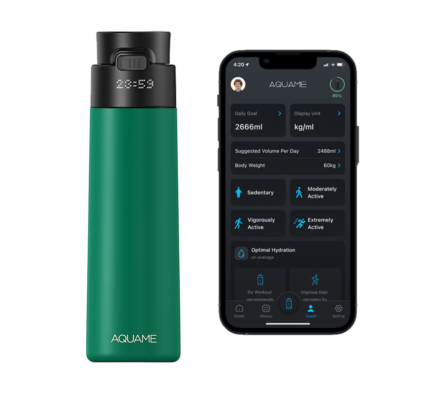 AQUAME 2.0 Smart Water Bottle Royal Green