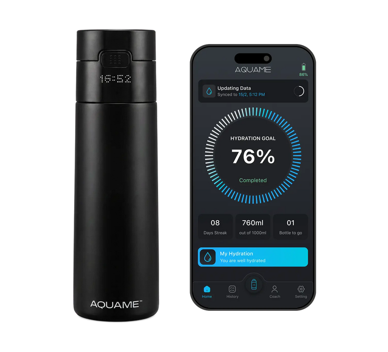 AQUAME 2,0 Botella de agua inteligente Jet Negro