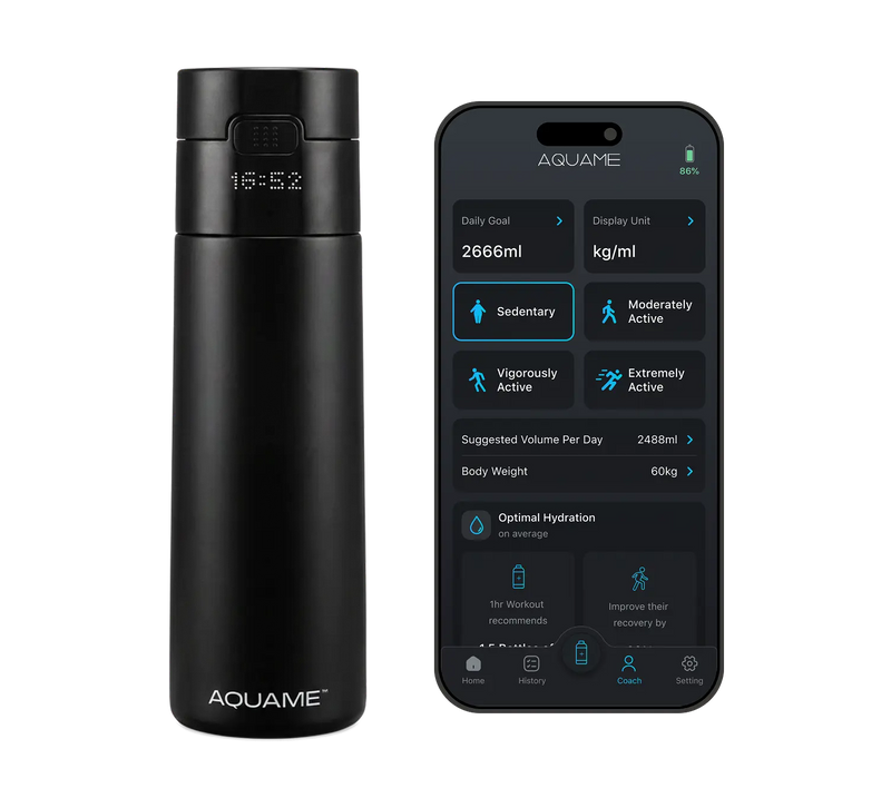 AQUAME 2,0 Botella de agua inteligente Jet Negro