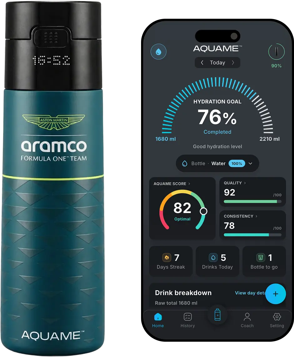 AQUAME 2,0 Botella de agua inteligente Jet Negro