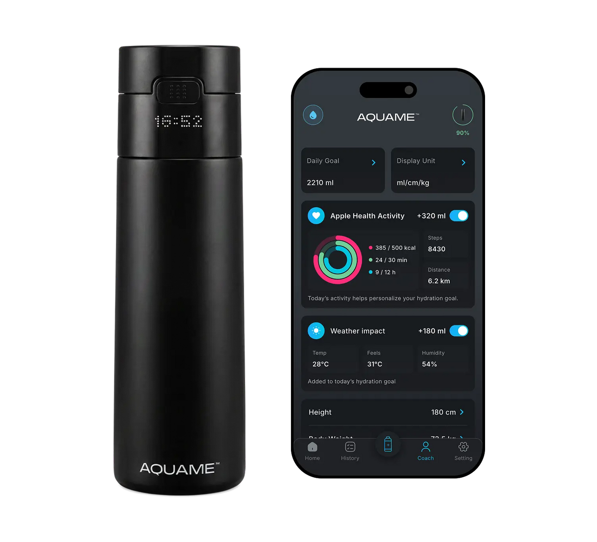 AQUAME 2.0 Smart Bottle - Black