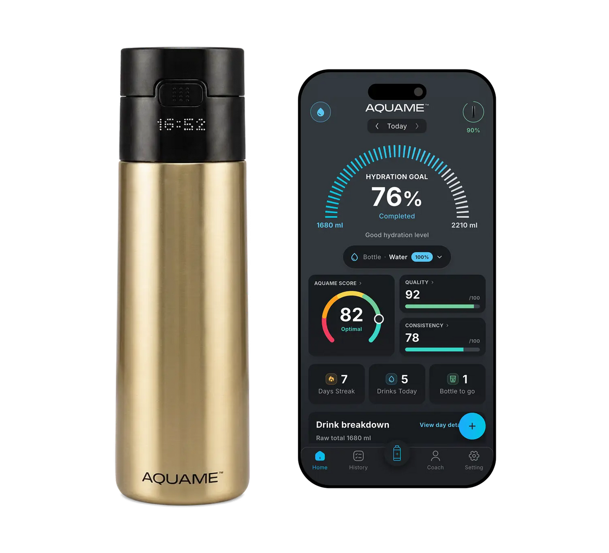 AQUAME 2.0 Smart Bottle - Gold