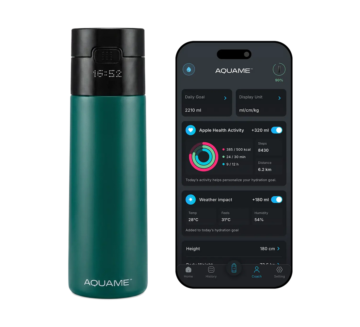AQUAME 2.0 Smart Bottle - Green