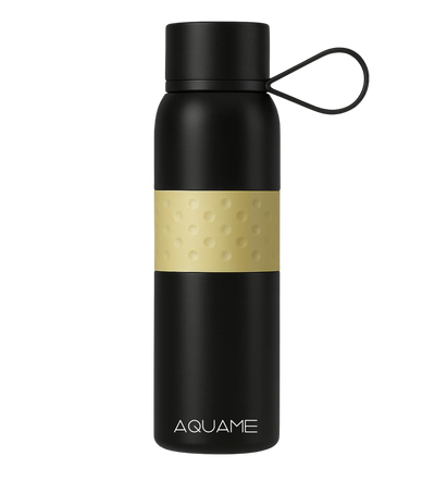 AQUAME Thermo Sport Water Bottle - Black & Gold