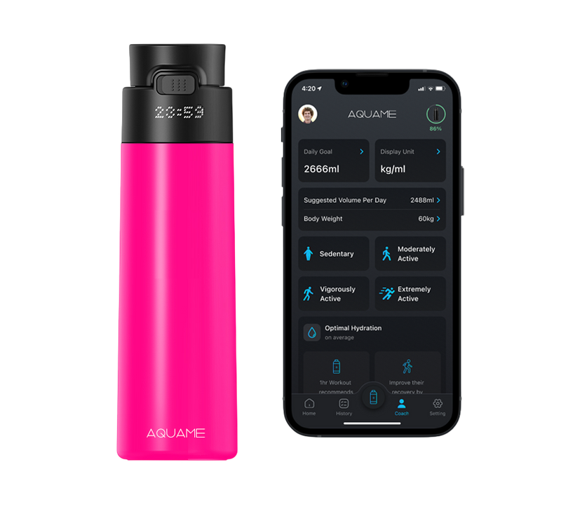 AQUAME 2.0 Smart Water Bottle Neo Pink