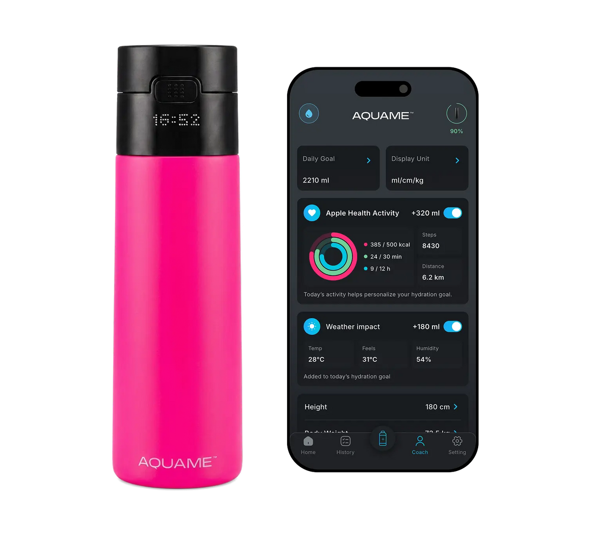 AQUAME 2.0 Smart Bottle - Pink