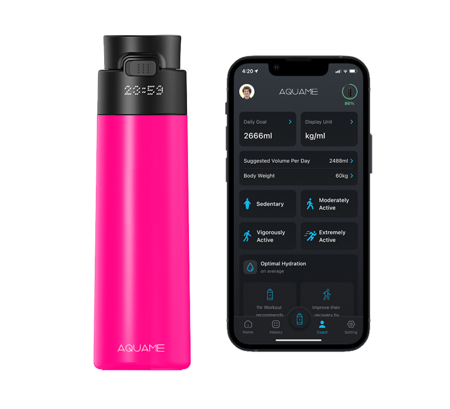 AQUAME 2.0 Smart Water Bottle Neo Pink