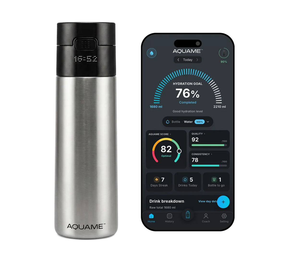 AQUAME 2.0 Smart Bottle - Silver