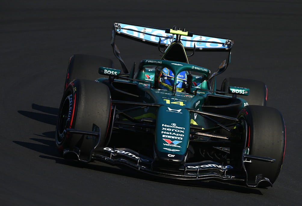 Fernando Alonso Aston Martin Formula One car with AQUAME bottle