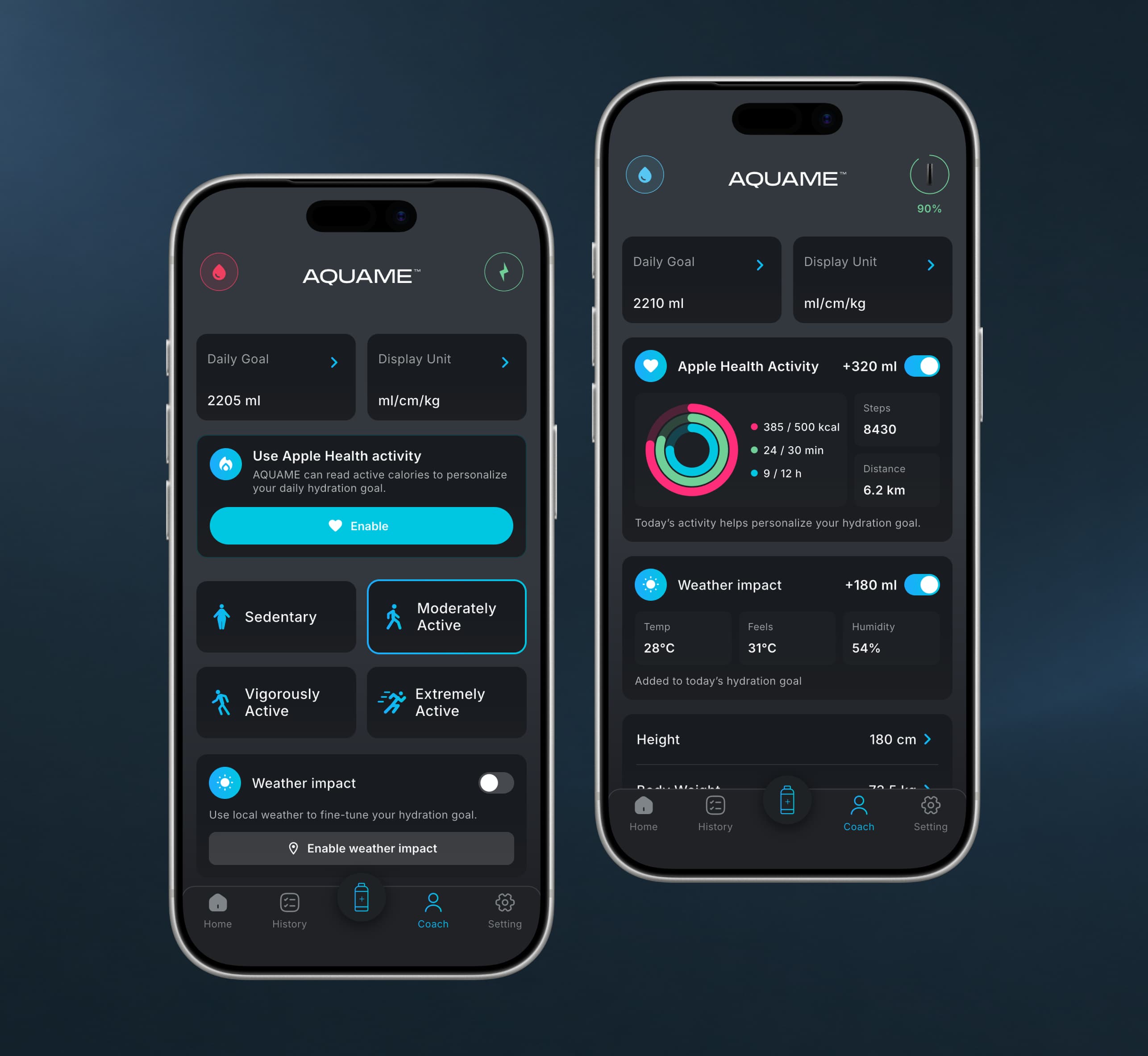 AQUAME AI hydration coach