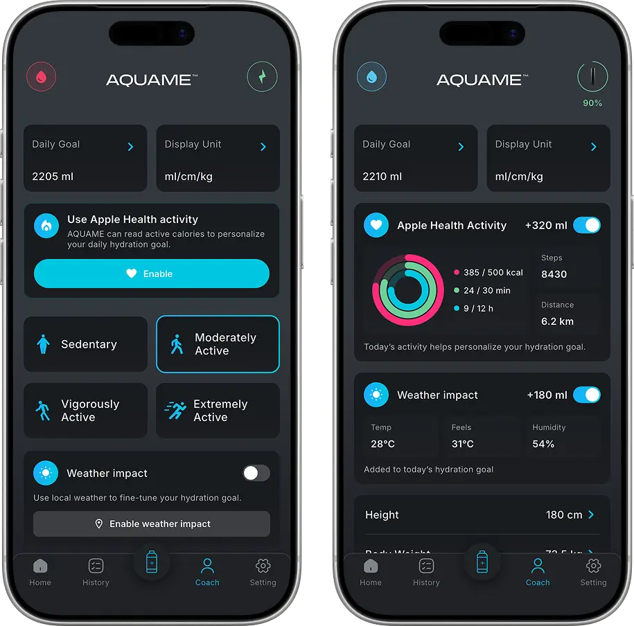 AQUAME AI hydration coach